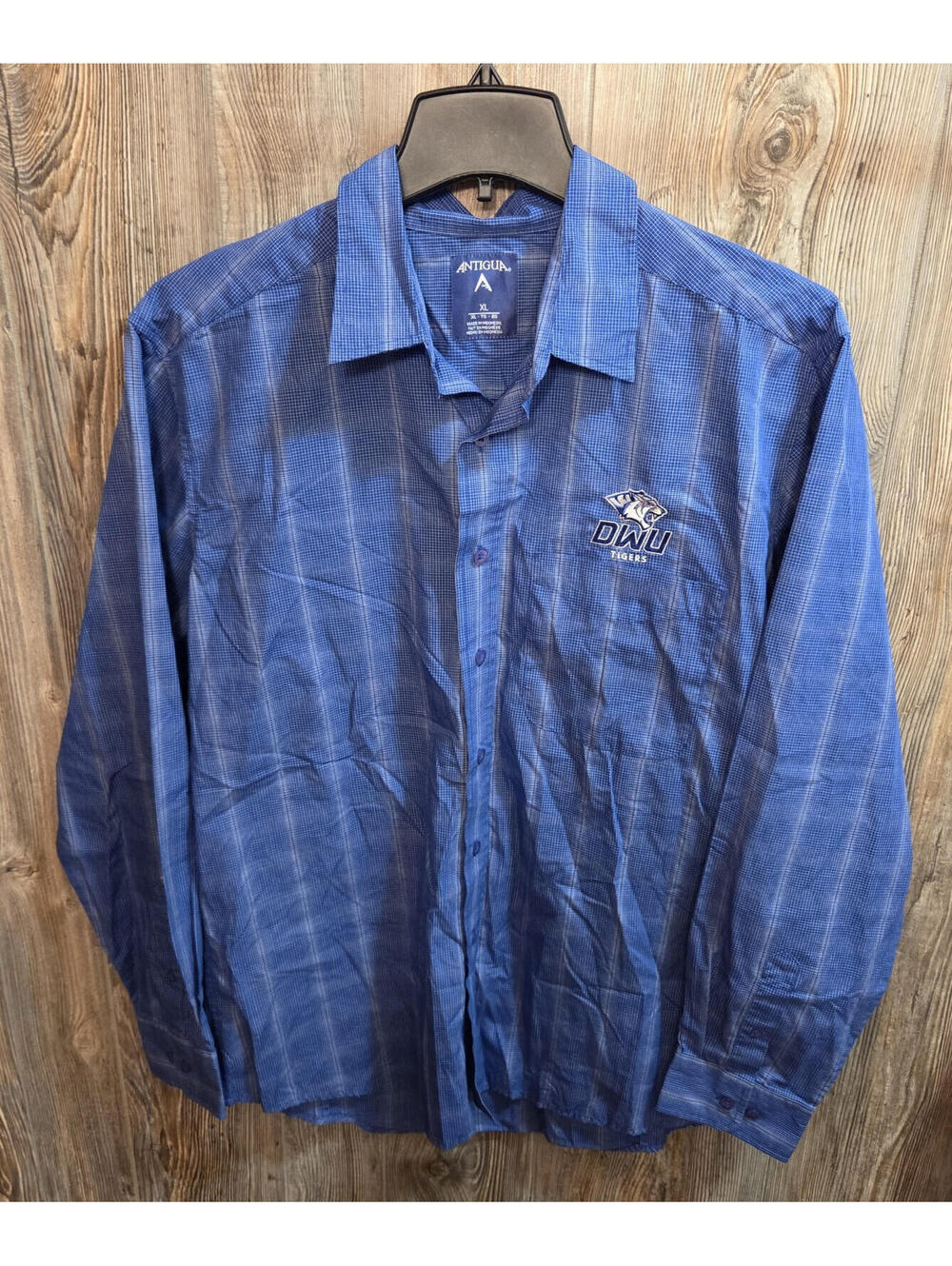 Dakota Wesleyan University DWU Antigua Sz XL L/S Blue Button Shirt Mitchell SD